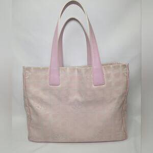 Authentic Chanel Pink Nylon Travel Line Tote Bag